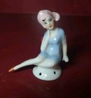 Vintage Bathing Lady Half Doll Pin Cushion Beautiful Porcelain Figure Art Deco 