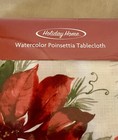 Holiday Home Christmas Poinsettia Tablecloth 60   x 102    Oblong Poly Cotton New