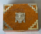 Vintage Sterling Silver And Copper  Peru Incan Design Wood Lined Box