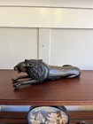 Antique Wooden Lion Sculpture Dark Brown Heavy Hand Carved