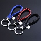 1x Colorful Keychain Leather Rope Strap Weave Keyring Car Key Chain Ring Keyfob