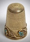 An Antique Thimble 18k Gold Turquoise Victorian Original Case
