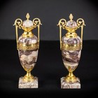 Pair Of Urns   2 French Antique Cassolettes Marble And Gilt Bronze Vases 14 2 
