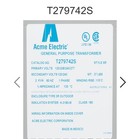 Acme Electric T279742s Low Voltage Distribution Transformer  2 Kva  Nema 3r 