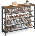 5-tier Shoe Rack Storage Organizer 4 Metal Mesh Shelves 16-20 Pairs Rustic