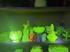Depression Uranium    Fenton Uranium   2 Pc Rare Vintage Glass Lot Glow Antique