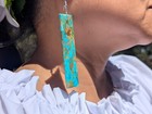 Navajo Mohave Compressed Slab Rectangle Dangle Earrings Native American Handmade