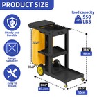 3 Shelves Cleaning Janitorial Black Service Cart 550 Lbs Pvc Yellow Bag Office