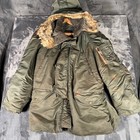 Vintage Usaf N-3b Parka Men   s Small Olive Military Extreme Cold Fur Hood 50s