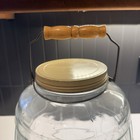 Vintage Large Barrel Glass Screw Top Pickle Jar Wire Wood Handle