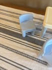 Vintage Little Tikes Dollhouse Furniture Kitchen Table 3 Blue Chairs