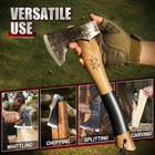 Camping Hatchet  Survival Axe With Sheath  High Carbon Steel And Wood Handle  An