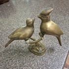 Vintage Solid Brass Love Birds On A Branch Figurine Cardinals