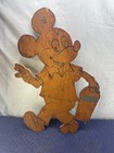 1950 Vintage Life Size Folk Art Mickey Mouse Wood Cut Out 30  Lets Clean Up Gang