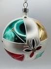 Vintage Large Poland Silver   Multicolor Glass Christmas Ornament