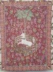 Vintage French Medieval Unicorn Scene Wall Hanging Tapestry 145x107cm