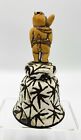 Chinese Silvered Hand Painted Enamel Bell With Figural Handle   Jade Circa 1800s