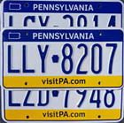 One Pennsylvania License Plate Random   Blue Letters Yellow Band License Plates