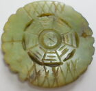 Vintage Hand Carved Dragon Green Brown Jade Stone Chinese Symbolism Pendant 55mm