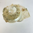 Antique Turbo Marmoratus Green Turban Carved Dragon Phoenix Sea Shell Sculpture