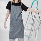 Unisex Cotton Denim Apron Crossback Adjustable Kitchen Work Smock With Pockets