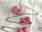 Vintage Diaper Safety Pins Mixed Lot Of 11 Baby Birds  Pink Chicks And Squirrels