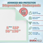 Durameg 36x36 Heavy Absorbency Underpads 50 Pack   Xl Chux Pads   Bed   Pee Pads