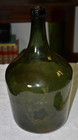 Antq vintage Large Demijohn Carboy Glass Bottle Olive Green  Wine Blob Top 15 5 