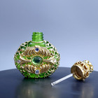 Green Glass Bottle For Perfume Czech Glass Collectible Parfume Vial Art Deco