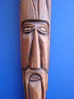 Vtg  Wooden Hand Carved Primitive Mask Wall Hanging  14  L X 3  W Artist Signed