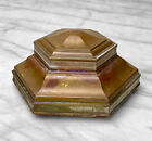 Antique Traditional Brass Hexagonal Fountain Pen Desk Inkwell