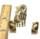 Best Vintage Rare Giraffe Mother Baby Brooch Pendant   Matching Earrings Set