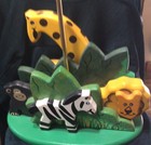 Wooden Nursery Table Lamp With Night Light Jungle Animals Zoo Lamp Preowned