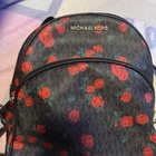 Michael Kors Abbey Logo Signature Rose  Print Backpack Rare 