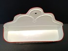 Vintage Comb   Brush Holder  White Enamel Tin  Wall-mounted  1930-1950  Rustic