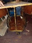 Wood   Metal 2-tier Bar Cart W  Wheels Wine Bottle Rack Brown gold 36in