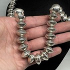 Vintage Sterling Silver Native American Pearls Necklace Signed Saucer Bead 163g