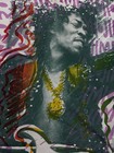 Vintage 1990s Jimi Hendrix All Over Print T-shirt Hanes Ultra Weight Size L