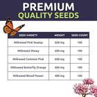 Milkweed Seed Variety Pack   5 Individual Packs - 2026 Season - Showy  Pink Swam