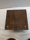 Vintage Wood Cork 4-1 4    Round Coasters Set Of 6 In A Wooden Holder Stand Mcm