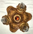 Antique Deco Victorian Cast Puter Flush Mount Chandelier Ceiling Fixture 1930 s