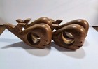 Carved Wood Chunky Whale Napkin Rings Set Of 4 Mcm Nautical Marine Boho Coastal