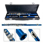 C Key 16 Hole Flute Closed Hole Nickel Blue Flute With Case Accessories New