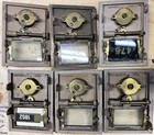 Six Vintage Grecian Post Office Box Door Brass   Glass Combination