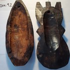 Vintage Hand-carved Ghana West African Mask Pair - Beaded Sese Wood   Brass
