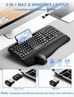Wireless Keyboard Mouse Combo Wave Keys Ergonomic Cushioned Palm Rest Black