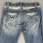 Miss Me Jeans Bootcut Floral Low Rise 30x34 Distressed Whisk Light Wash Wide Leg