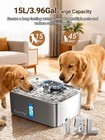 Kastty 4 Gal 15l Stainless Steel Automatic Dog Water Fountain For Large Dogs