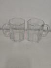 Vintage Mcm Arcoroc France Octime Clear Mugs Octagon Coffee Cups Set Of 2  nwob 