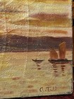Antique Seascape Oil Painting On Canvas  Signed  18   x12   